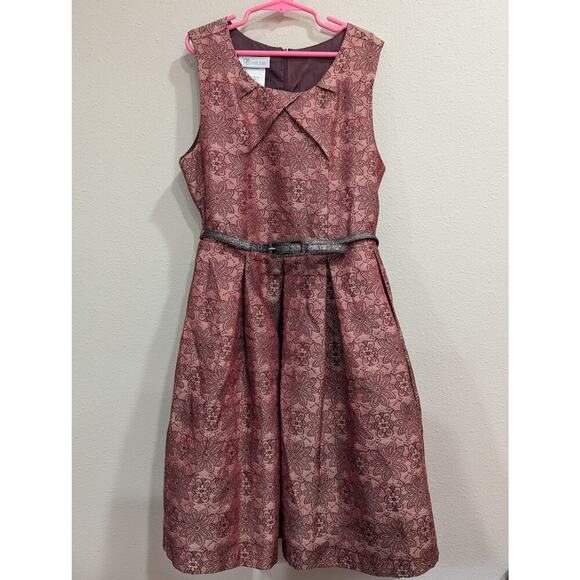 Girls rust color a-line sleeveless dress with floral pattern Bonnie Jean size 14 - Picture 1 of 8